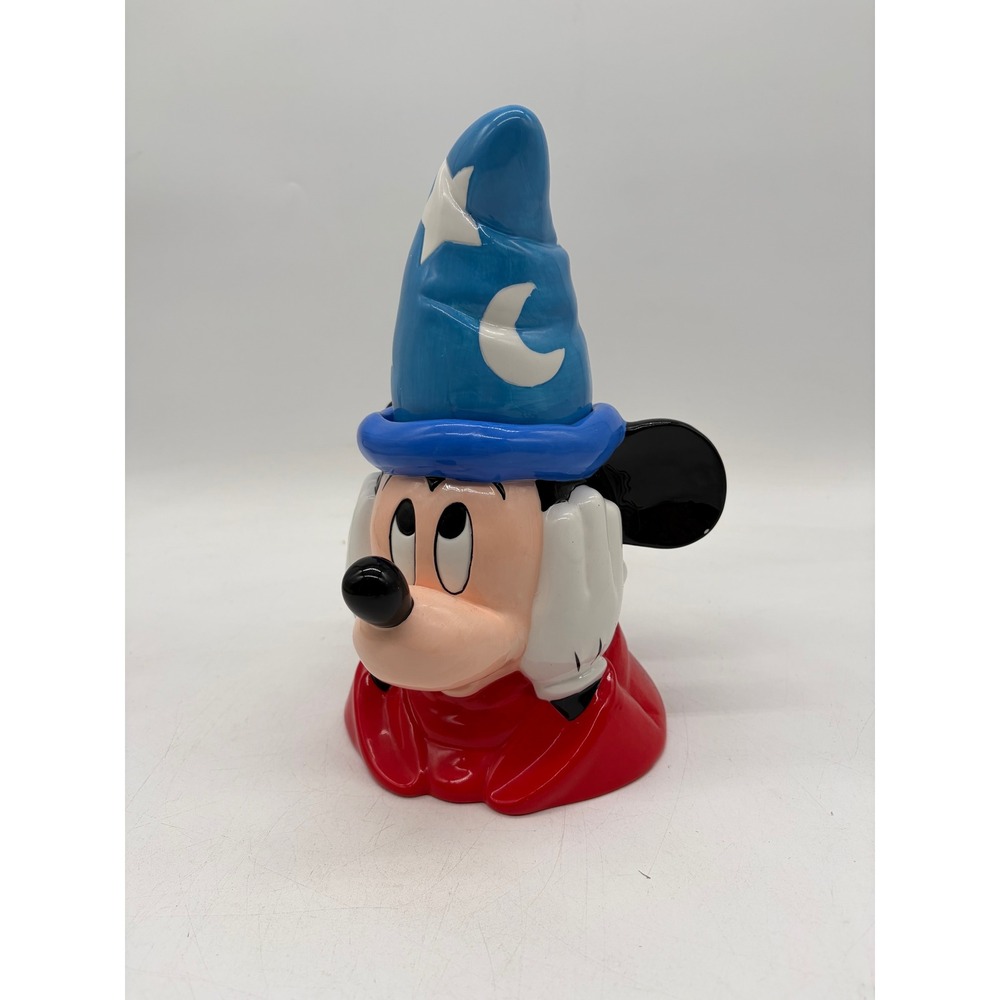 Disney Sorcerer Mickey Mouse Ceramic Cookie Jar Fantasia Wizard Hat Canister 11"